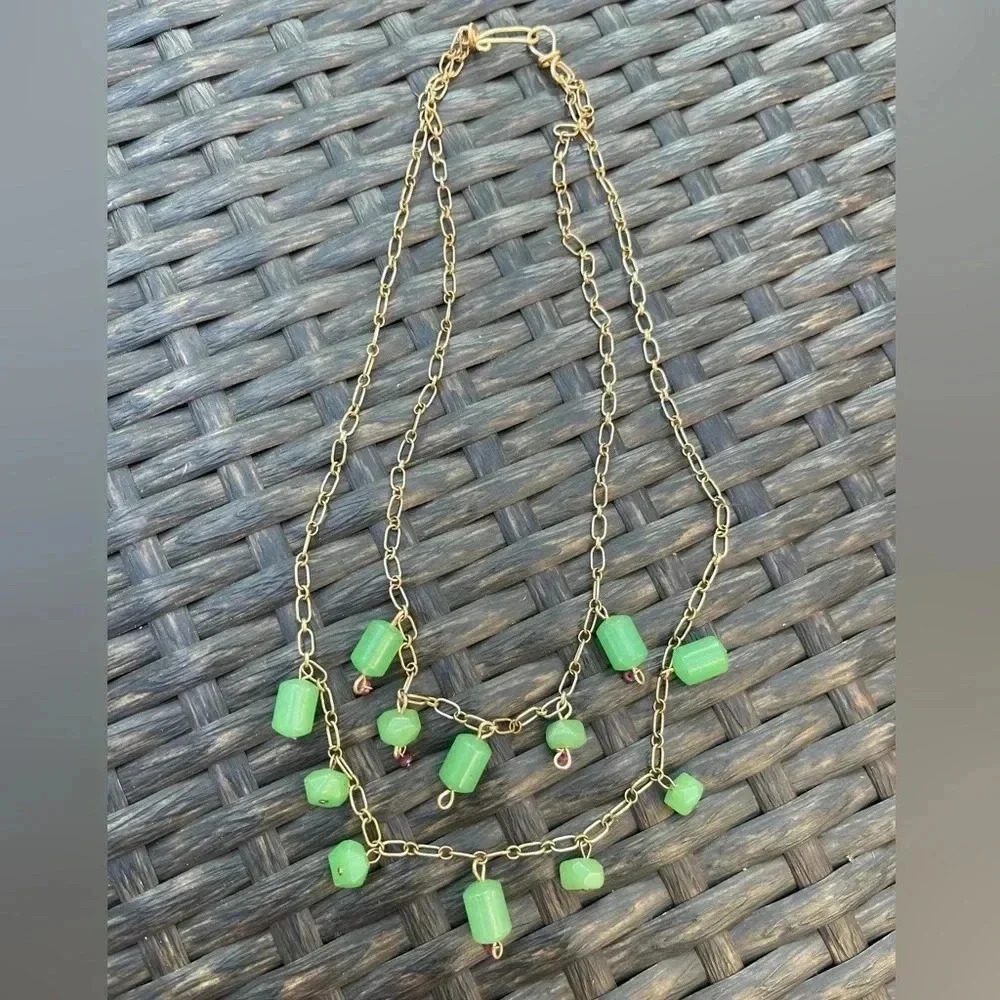 Natural semiprecious gemstone double strand necklace 16”
